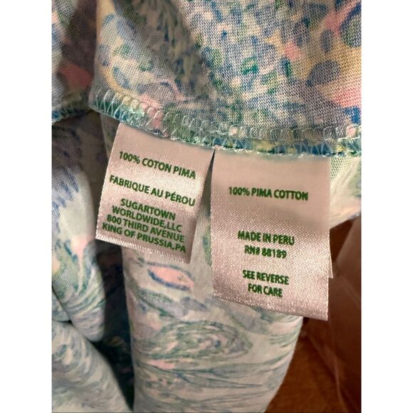 Lilly Pulitzer ETTA FLORAL PIMA COTTON SHIFT MINIDRESS IN SURF BLUE CORAL OF THE - Picture 3 of 5